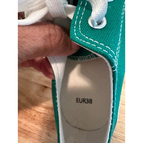 Unbranded Women's Canvas Laced Low Top Green Sneakers Size 38 Sku 2970 - Picture 7 of 10